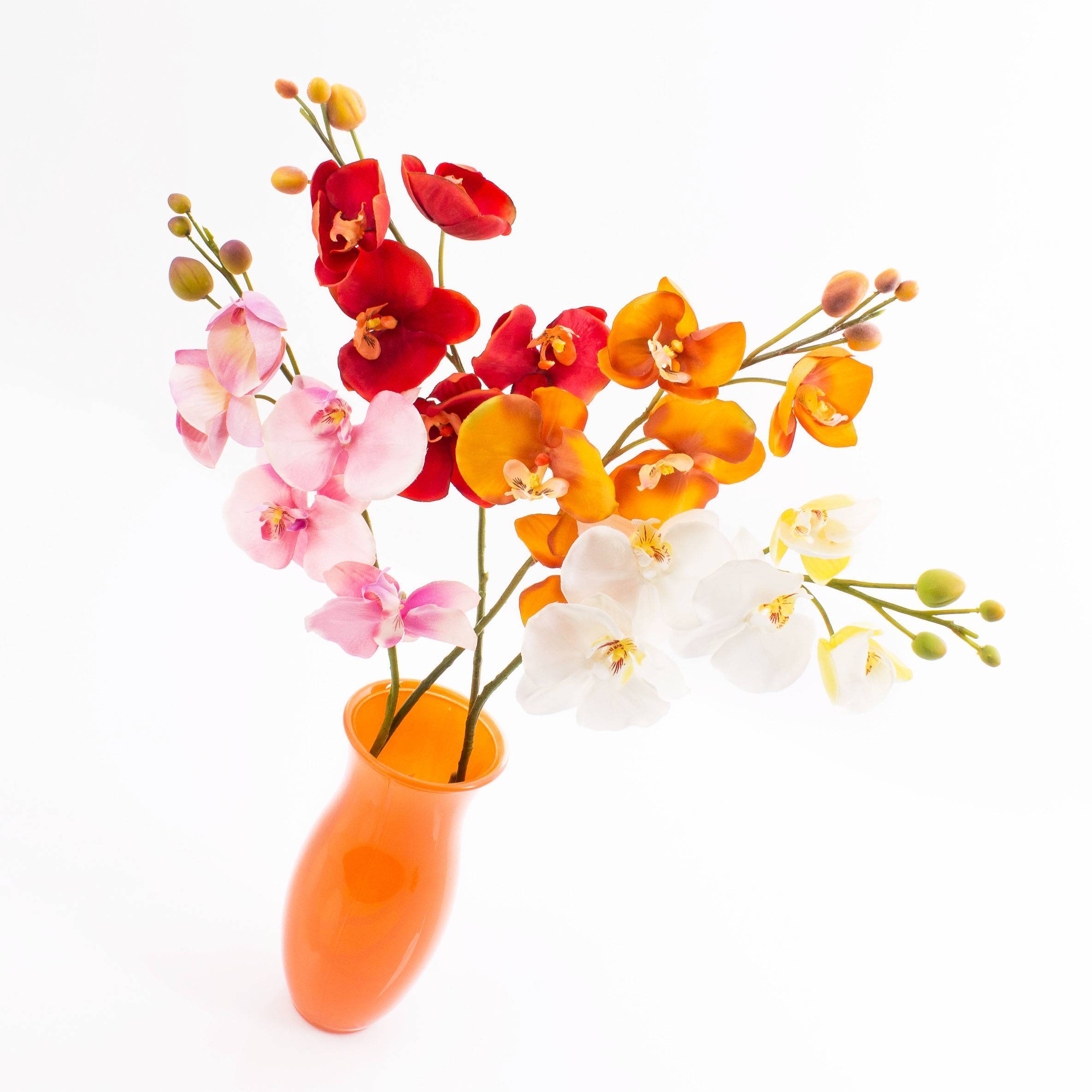 2 Fausses Orchidées Phalaenopsis Avec Tiges Artificielles - Décoration Maison, Bureau, Mariage Sans Entretien