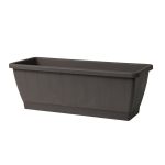 Bac à plantes pour balcon OPHIRA en plastique recyclé, réserve d'eau, soucoupe, anthracite, 49,5x19,5x17,5cm