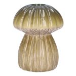 Vase en céramique REFELINDE, en forme de champignon, rainures, vert-beige, 12cm, Ø9,5cm