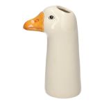 Vase soliflore en forme d'oie DUFFY en céramique, blanc-orange, 15,5x10,5x29,3cm