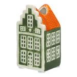Vase à fleurs décoratif en forme de maison HOMEN, en céramique, vert-orange, 4,8x4,2x9cm