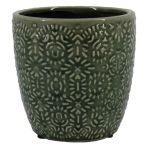 Cache-pot en céramique JAIRO à motif, vert olive, 10cm, Ø11cm