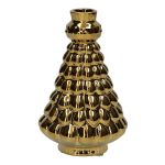 Bouteille déco Sapin BRIXON, pois motif, céramique, doré-métallisé, 15,5cm, Ø9,8cm
