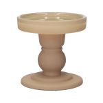Bougeoir pour bougie cylindrique KLEOFINA en verre, avec socle, beige mat, 8,5cm, Ø8,5cm
