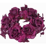 Anneau de bougie en tissu INGA, rose, hortensia, violet, Ø15cm