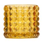 Porte-bougie en verre REMIGIO avec pois en relief, jaune-transparent, 8,5cm, Ø9,5cm