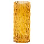 Vase de table en verre MIRIAN avec structure, jaune-transparent, 30cm, Ø12,8cm