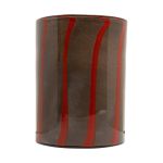 Vase à fleurs cylindrique en verre ELISEO, motif lignes, brun-orange-transparent, 25cm, Ø19cm
