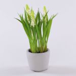 Fleur artificielle Muscari NARMADA en pot en ciment, blanc, 20cm