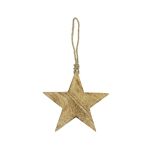 Suspension déco LINDAL en bois, forme d'étoile, cordon, naturel, Ø15cm