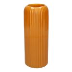 Blumenvase ALBURGIS mit Rillen, Glas, ocker-glänzend, 25cm, Ø10cm