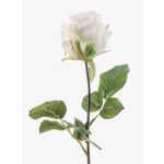 Fleur artificielle Rose POPI, blanc-vert, 55cm