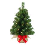 Mini sapin artificiel VARSOVIE, sac de jute, LEDs, 60cm, Ø40cm