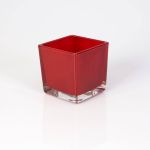 Verre à bougie KIM EARTH, rouge, 8x8x8cm