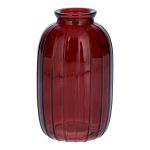 Flasche SILVINA aus Glas, Rillen, burgunderrot-klar, 12cm, Ø7cm