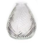 Bouteille en verre NELLOMIO avec motif de feuilles, transparente, 16cm, Ø14cm