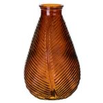 Bouteille en verre NELLOMIO avec motif feuillage, marron-transparent, 23 cm, Ø 14 cm