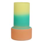 Vase décoratif NULAILA, verre, jaune-turquoise-abricot-mat, 17 cm, Ø 10 cm
