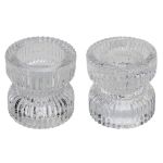 Bougeoir réversible en verre ARTORIUS pour bougies à chauffe-plat, bougies chandelles, transparent, 6cm, Ø6,4cm