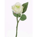 Rose artificielle GABI, crème-vert, 30cm, Ø6cm