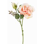 Rose en soie JUDY, crème-rose, 40cm, Ø9cm