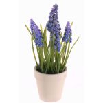 Muscari artificiel ARABELLA, pot décoratif, lilas-bleu, 25cm, Ø2-3cm