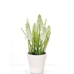 Muscari artificiel ARABELLA, pot décoratif, crème, 25cm, Ø2-3cm