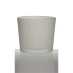 Porte-bougie ALENA FROST, verre, blanc mat, 9cm, Ø10cm