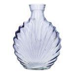Bouteille en verre plate RACHELLE à motif coquillage, lavande-transparent, 12,8x5,6x16,8cm
