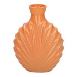 Bouteille en verre plate RACHELLE, motif coquillage, verre dépoli couleur pêche, 12,8x5,6x16,8cm