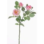 Branche de rose artificielle CORALEE, rose-crème, 50cm, Ø3-7cm