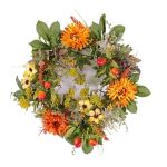 Couronne d'automne artificielle SABINE, gerbera, jaune-orange, Ø30cm