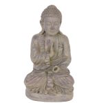 Figurine Bouddha grise SHANTA, assis méditant, 45cm