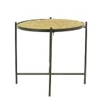 Table basse ronde industrielle AMARACHI, brun-noir, 62cm, Ø43cm