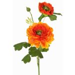 Branche de renoncule artificielle SAGARA, orange-vert, 45cm, Ø5-9cm