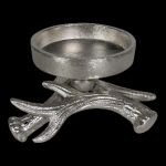 Geweih Kerzenhalter LIBUSCHA aus Aluminium, silber, 8cm, Ø14cm