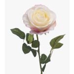 Rose artificielle BRUNETTE, blanc-rose, 70cm, Ø11cm