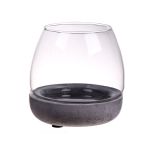 Photophore en verre TONDA, socle en béton, transparent, 10,5cm, Ø10cm
