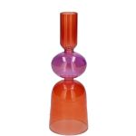 Bougeoir ADDISSON en verre, pour bougies cylindriques, orange-lilas-transparent, 18cm, Ø6cm