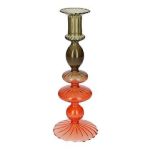 Bougeoir CHANANJA en verre, pour bougies cylindriques, vert-orange-transparent, 23,5cm, Ø8,8cm