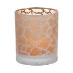 Bougeoir en verre SENGA, motif girafe, or mat, 10cm, Ø9cm