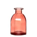 Bouteille en verre JAZZY à cannelures, rouge-transparent, 10cm, Ø6,5cm