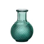 Glasflasche DONKA, Rautenmuster, türkis-transparent, 11,5cm, Ø8,5cm
