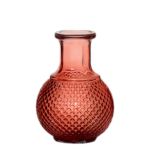 Bouteille en verre DONKA à motif de losanges, rouge-transparent, 11,5cm, Ø8,5cm
