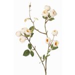Branche de rose-chou artificielle LORRAINE, collection écologique, crème-jaune, 60cm, Ø3cm