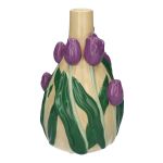 Vase à fleurs LIMEA en dolomite, tulipes en 3D, beige-lilas-vert, 21,6cm, Ø13,3cm