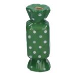 Vase soliflore carré en forme de bonbon AMIEL en céramique, à pois, vert-blanc, 4,5x4,5x11,5cm
