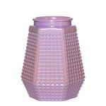 Hexagon Verre Vase DEMETRIOS à motif karo, rose, 18cm, Ø13cm