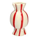 Vase soliflore bombé en forme de bonbon AMIEL en céramique, avec des rayures verticales, rouge-blanc, 24,7cm, Ø14 cm