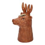 Vase soliflore en forme de cerf ELWINO en céramique, brun, 17,5x14x30cm